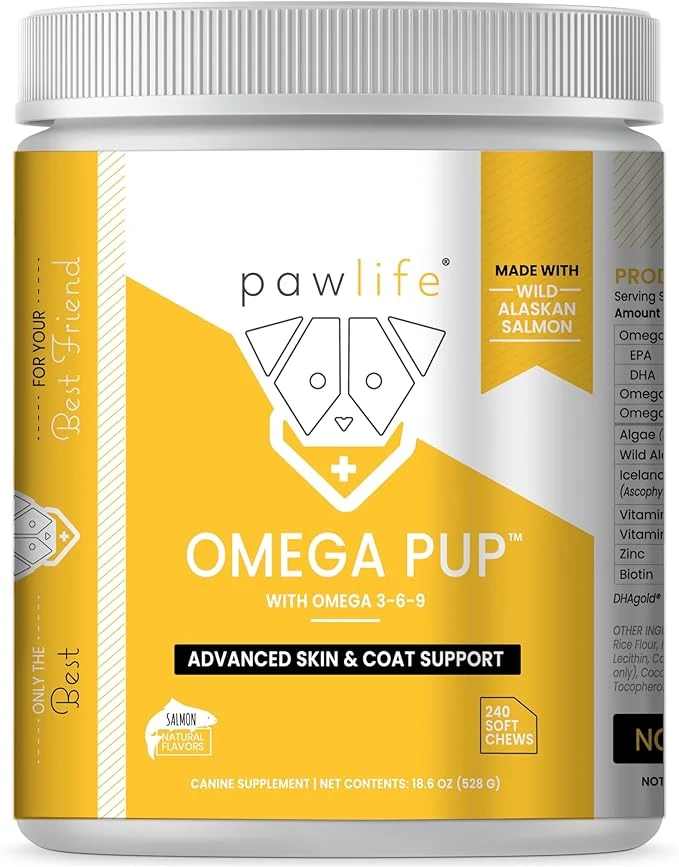 Authentic Dog Fish Oil Supplements - 240 Omega 3 Fish Oil Dog Vitamins Veterinarian Formulated Itching Relief for Dogs Natural Omega 3 Fish Oil for Dogs Dog Skin and Coat Supplement Salmon Flavor About This Solid