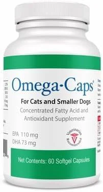 Fashionable Omega Caps for Cats and Small Dogs Concentrated EPA and DHA Fatty Acid Antioxidant Supplement Vet Formulated Made in USA Skin Coat Joint and Heart Health 60 Softgel CapsulesAbout ThisOverview Relaxed