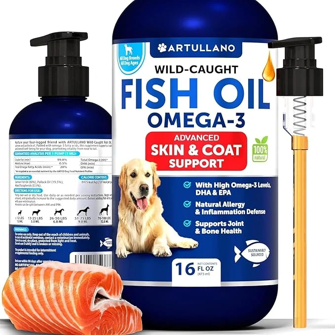 Dependable Omega 3 Fish Oil for Dogs - Better Than Salmon Oil - Skin and Coat Defense Liquid Supplement for Allergy Relief - High EPA DHA for Shedding Mobility Itching Joint Bone Health Support - 16 FL OZAbout ThisOverview Advanced