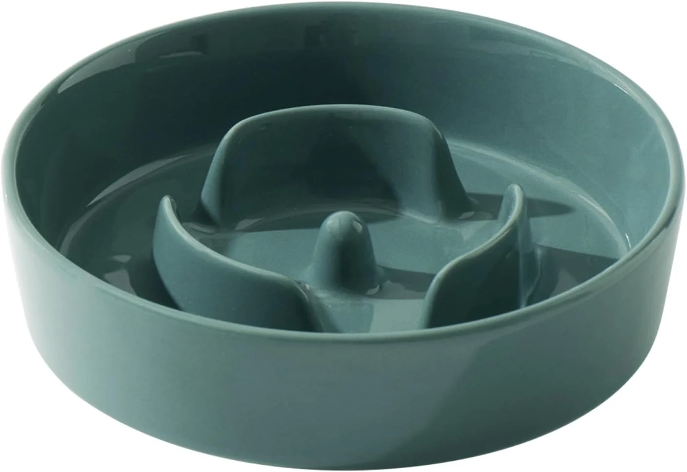 Authentic 6.1inch Ceramic Dog Bowl Slow Feeder Slow Dish for Small Dog Wet and Dry Food Dish Stop Bloat Preventing Choking Single Bowl-Dark Green Premium Material