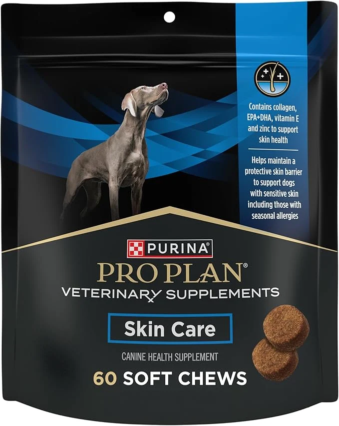 Safe Purina Pro Plan Veterinary Supplements Skin Care Dog Supplements with Omega-3 Fish Oil and EPA and DHA - Pack of 1 60 ct. PouchesAbout This Premium Material