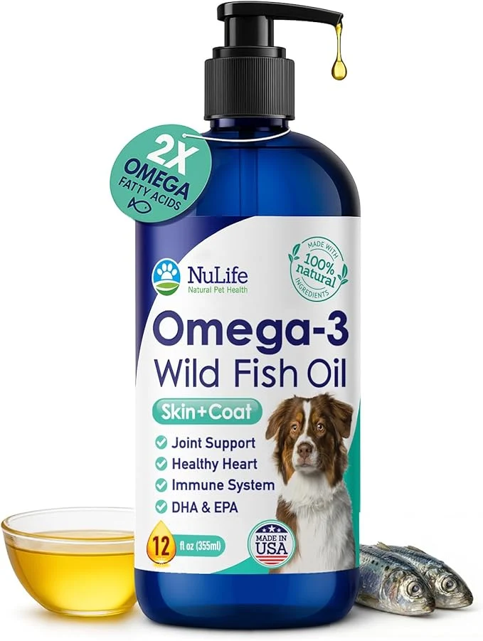 Long-Lasting Wild Omega 3 Fish Oil for Dogs - Dog Fish Oil Liquid to Reduce Shedding Itching - Supports Joints Brain and Heart Health - Fish Oil for Dogs Skin and Coat Supplement - Rich in EPA DHA - 12ozAbout This Exclusive