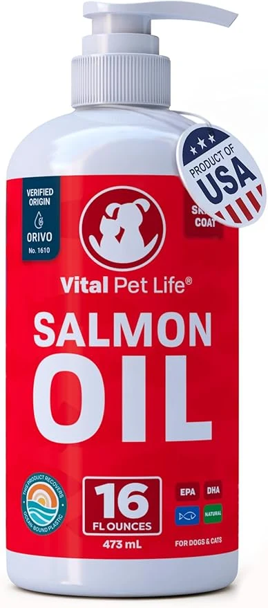Unique Salmon Oil for Dogs Cats - Healthy Skin Coat Fish Oil Omega 3 EPA DHA Liquid Food Supplement for Pets Supports Joint Bone Health Natural Allergy Inflammation Defense 16 ozAbout This Lightweight