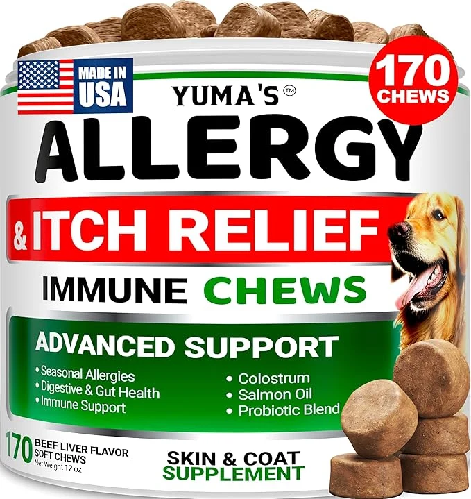 Functional Dog Allergy Relief Chews - Dog Itching Skin Relief Treatment Pills - 170 Treats - Anti-Itch - Itchy and Paw Licking - Hot Spots - Omega 3 Fish Oil - Dry Skin Coat Supplement - Beef Liver FlavorAbout ThisOverview Fashionable