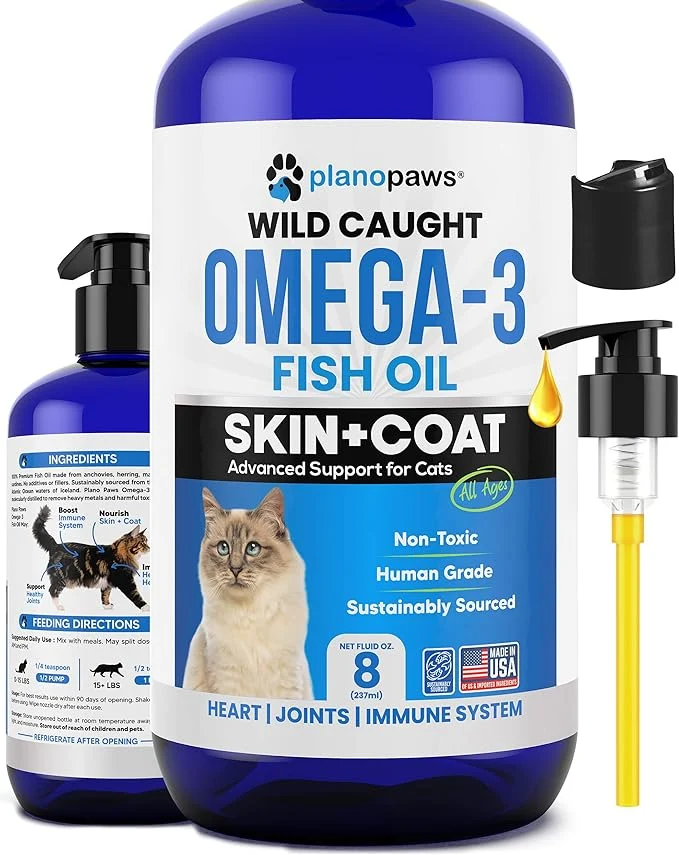Powerful Omega 3 Fish Oil for Cats - Better Than Salmon Oil - Kitten Cat Vitamins and Supplements - Cat Dandruff Treatment - Liquid Fish Oil for Pets - Shedding Support - Cat Health Supplies for All AgesAbout This Premium Material