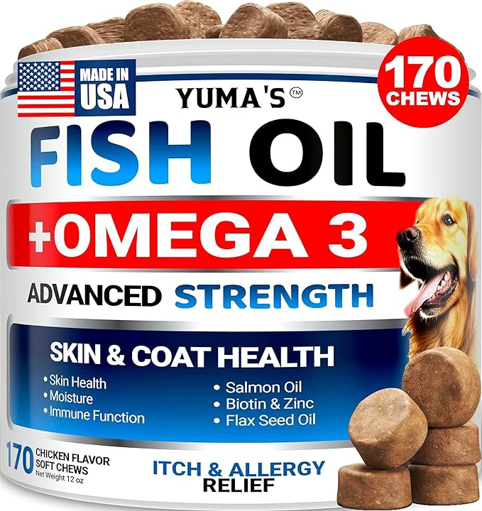 Exceptional Omega 3 Fish Oil for Dogs - 170 Chews - Skin and Coat Supplement - Omega 3 for Dogs - Dry Itchy Skin Relief Treatment - Allergy Support Dog Anti Shedding Treats - Salmon - EPA DHA - Chicken FlavorAbout ThisOverview Outstanding