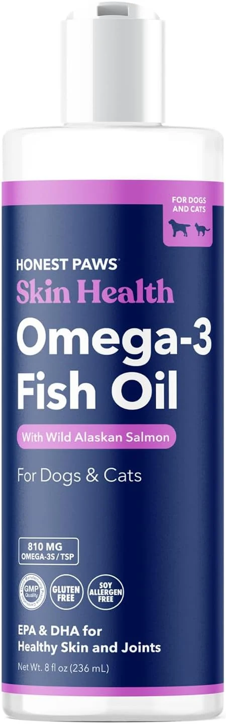 Elegant Honest Paws Salmon Oil for Dogs - Omega 3 Wild Alaskan Salmon Fish Oil - Healthy Skin Joints Nutritional Support Shiny Coat - Fatty Acid Pollock Oil - Sustainably Sourced - 8 OzAbout ThisOverview Green
