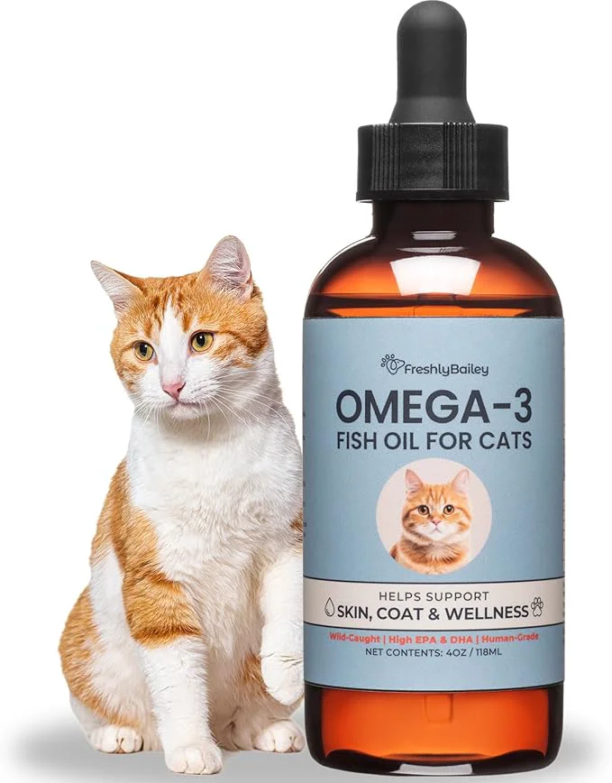 Crafted Omega 3 Fish Oil for Cats from Wild Caught Fish - Promotes Healthy Skin Shiny Coat Strong Joints - Minimizes Cat Dandruff - 4 oz Approx. 157 Servings - Human-Grade Clean IngredientsAbout This World-Class