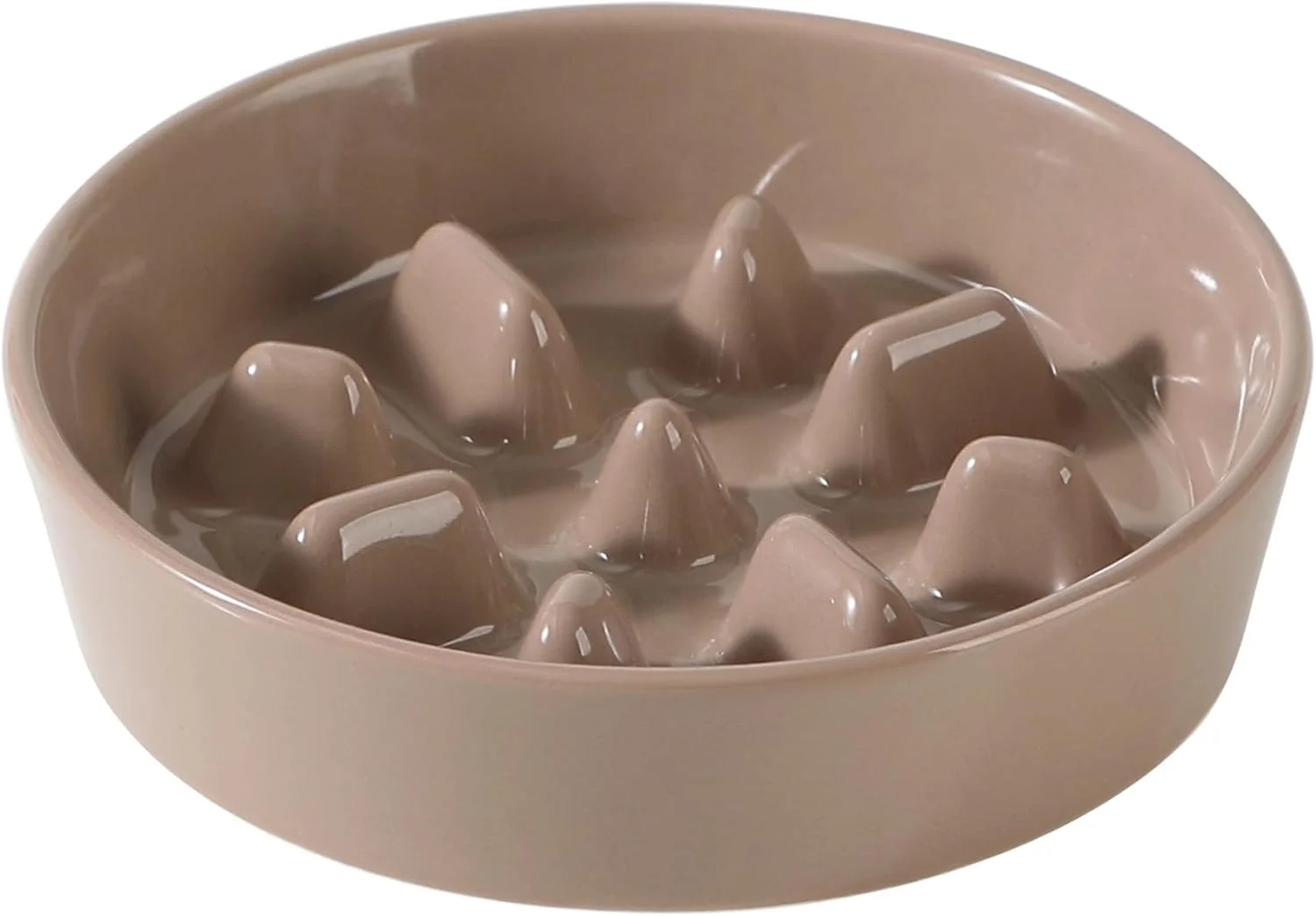 Fine Ceramic 7.3 inch Dog Bowl Slow Feeder Slow Pet Food Dish for Medium and Small Dog Stop Bloat Preventing Choking Single Bowl Brown Coffee Exceptional