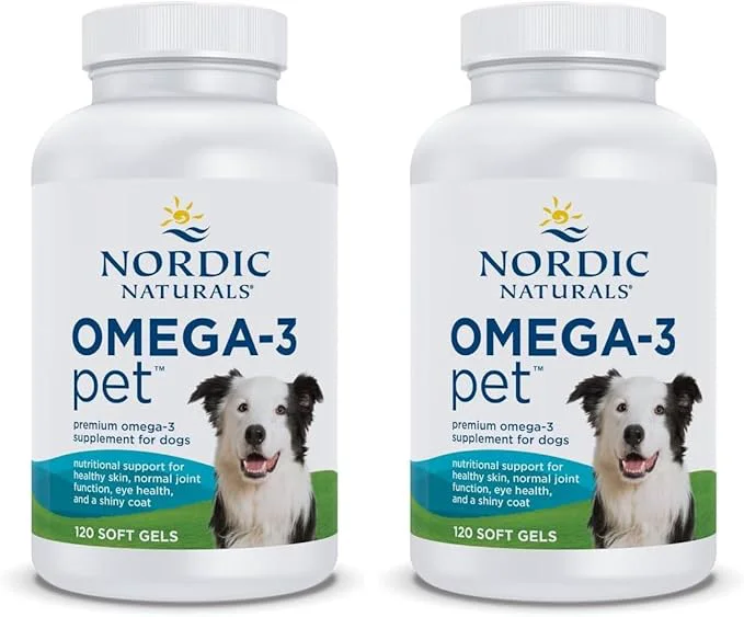 Exceptional Nordic Naturals Omega-3 Pet Unflavored - 120 Soft Gels - 330 mg Omega-3 Per Soft Gel - Fish Oil for Dogs with EPA DHA - Promotes Heart Skin Coat Immune Health Pack of 2 About This Minimalist