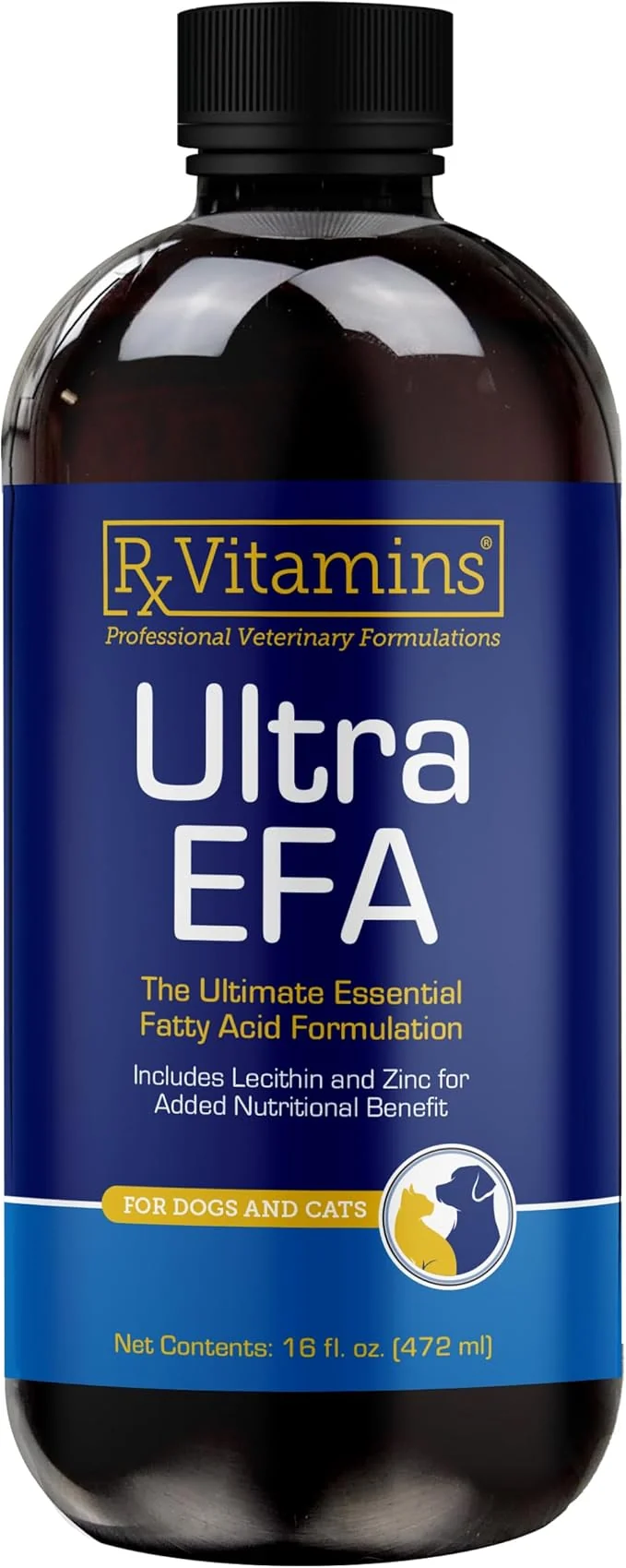Efficient Rx Vitamins Ultra EFA Omega 3 Fish Oil for Dogs Cats - Promotes Heart Brain and Joint Health with Vitamin E Biotin and Zinc - Liquid Fish Oil for Itch Relief Dog Shedding - 16 ozAbout ThisOverview Comfortable