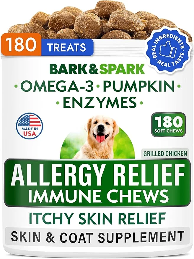 Artisan BARK SPARK Dog Allergy Relief Soft Chews for Skin Health Seasonal Allergies - Anti-Itch Supplement w Omega-3 Quercetin Bromelain Immune Treats for Dry Skin Hot Spots - Grilled Chicken - 180ctAbout This Classic