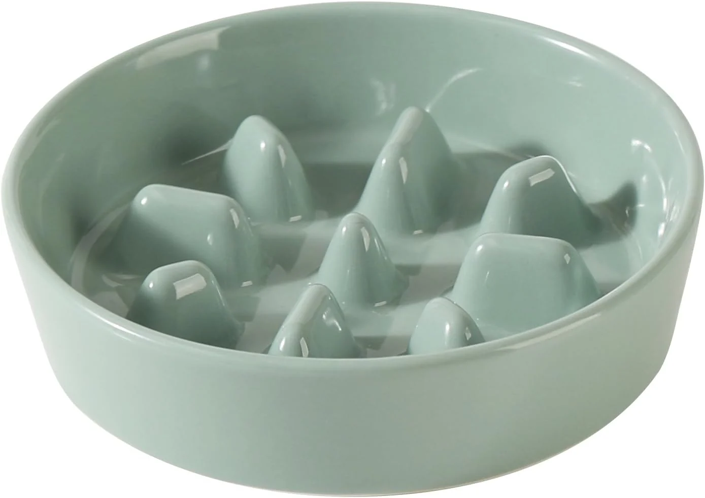 Classic 6.1inch Dog Bowl Slow Feeder Ceramic Slow Pet Food Dish for Small Dog and Cat Stop Bloat Preventing Choking Single Bowl Beige Minimalist