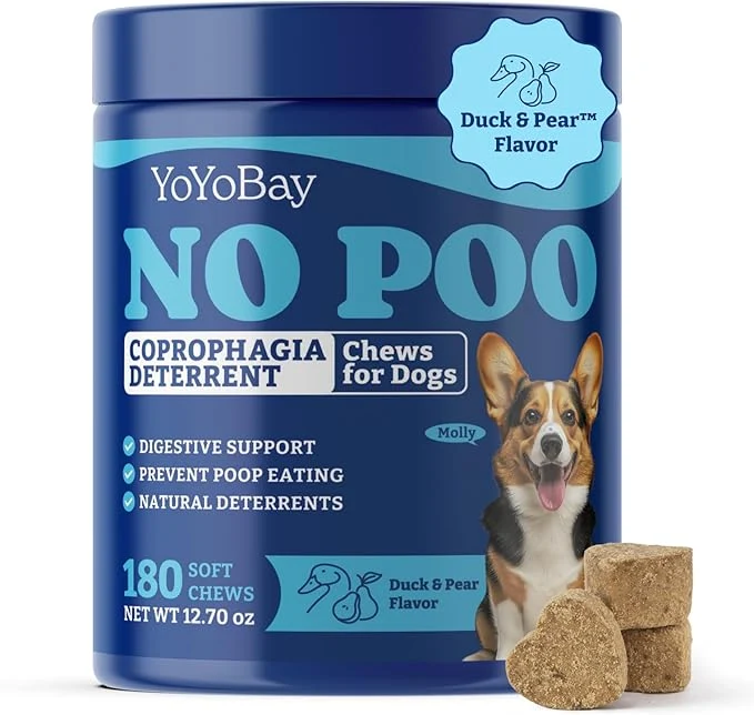 First-Class No Poo Chews for Dogs Coprophagia Deterrent Stool Eating Deterrent - with Probiotics Fiber Blend Natural Deterrent - Digestive Health Immune Support - 180 Soft Chews Duck Pear FlavorAbout ThisOverview Professional