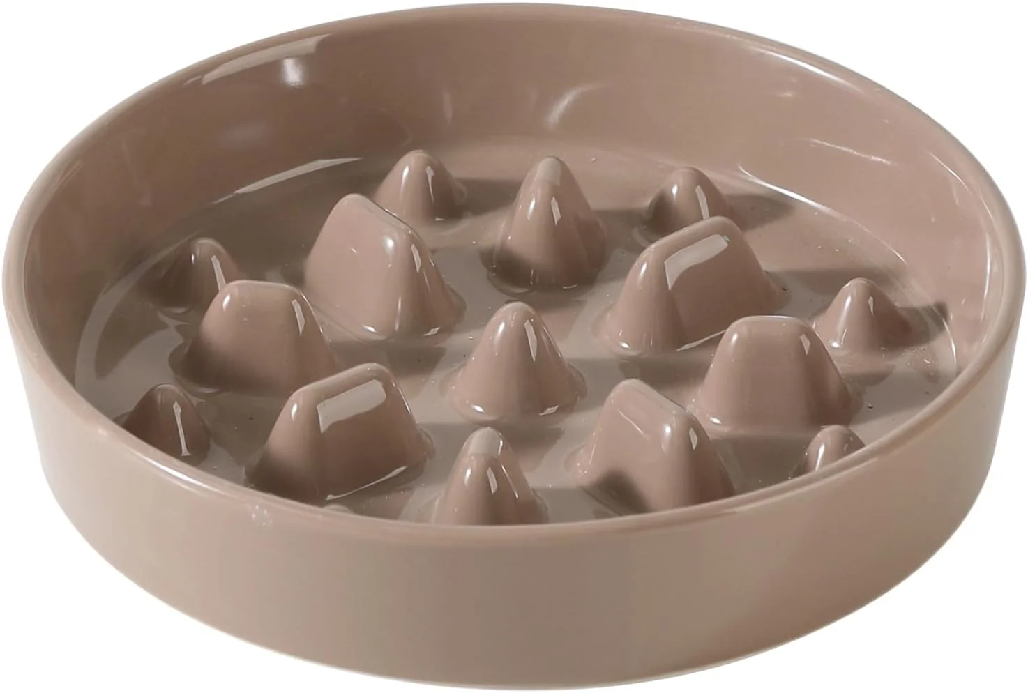 Soft Ceramic 8.2 inch Dog Bowl Slow Feeder Slow Pet Food Dish for Medium and Large Dog Stop Bloat Preventing Choking Single Bowl Brown Coffee Recyclable