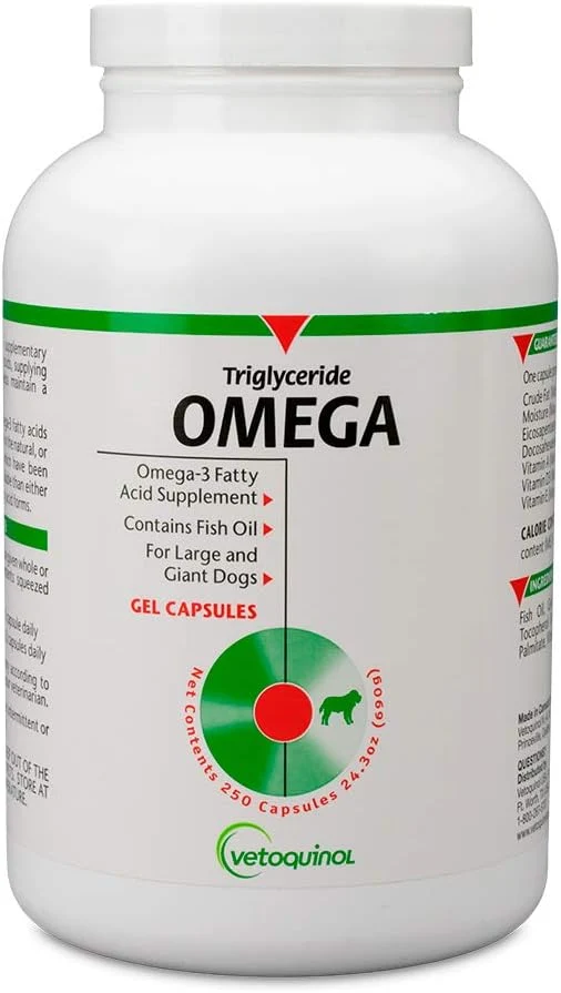 Environmentally Friendly Vetoquinol Triglyceride Omega 3 Supplement for Large Dogs Dog Fish Oil Supplement with EPA and DHA Promotes Skin Coat Joint and Immune Health Omega 3 Fish Oil for Dogs 60lbs or More 250ctAbout This Fashionable