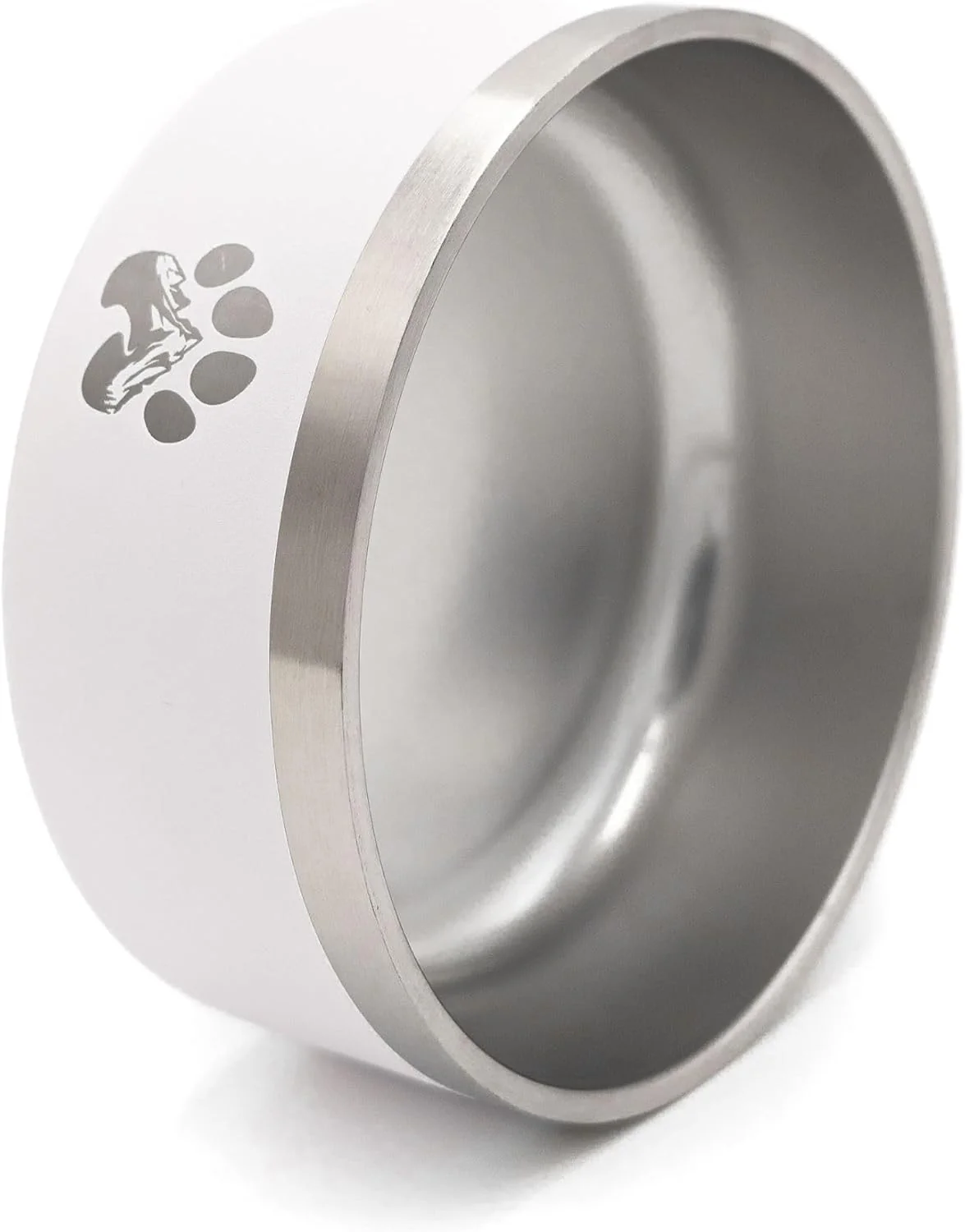 Trendy Stainless Steel Dog Bowl for Small-Large Dogs Double Wall Insulated Non-Slip Base Heavy Duty Water and Food Bowls for Dogs Cats Pet Safe BPA Dishwasher Safe 64 Oz - White Certified