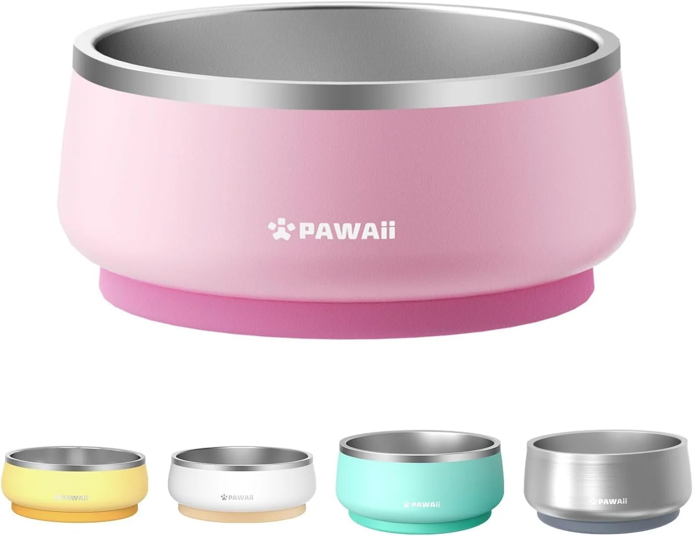 Certified Pawaii Insulated Stainless Steel Dog Bowl with Non-Slip Base Double Wall Design ID Tag Included - 68oz Durable Dishwasher Safe Bowl for All Dogs Specialty