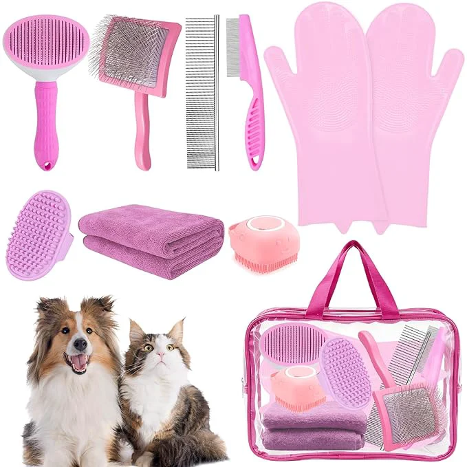 Responsible 8PCS Dog Slicker Brush for Dogs Grooming Kit Bath Grooming Kit for Pets Hair Brush Set with Towel Washing Gloves Slicker Comb and Shampoo Scrubber Brush for Small and Large Dogs and Cats Cats Pink Superior