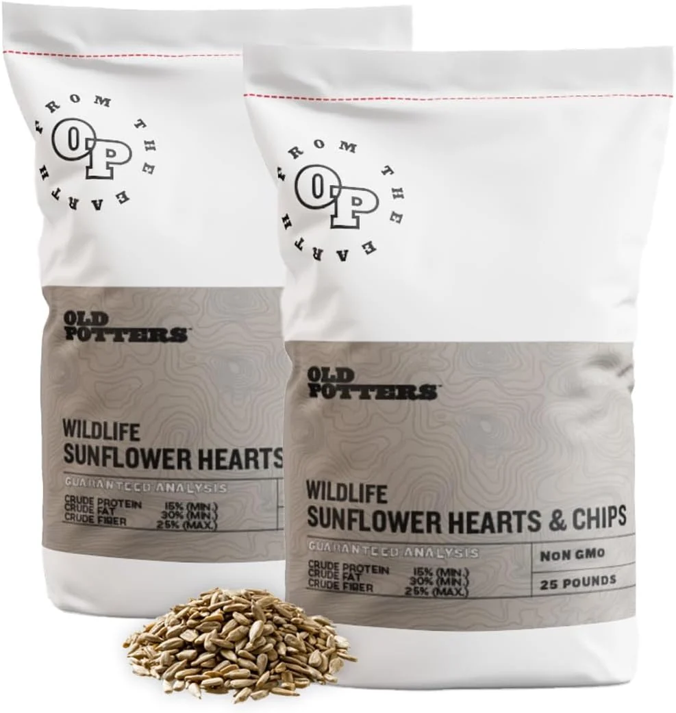 Healthy Wildlife Sunflower Hearts Chips for Bird Feeding and Wildlife Bird attracting Non-GMO and USA Grown 50 lbs Elegant
