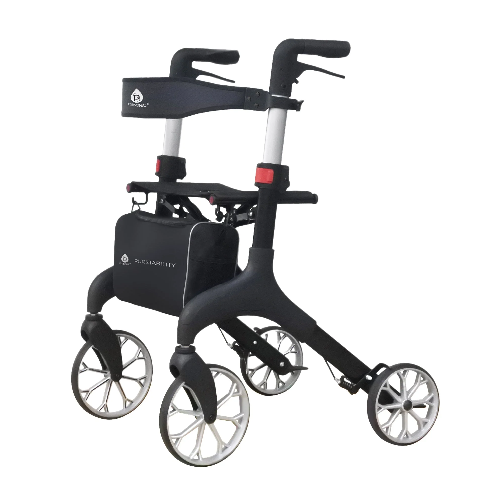 Exceptional Foldable Wheeled Walker with Adjustable Height 9-Inch Front and 8-Inch Rear Wheels 300 lb Capacity Organic