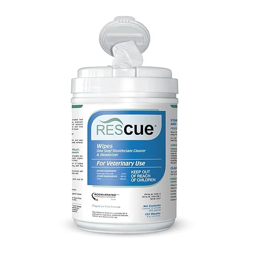 Top-Quality REScue One-Step Disinfectant Cleaner Deodorizer Wipes for Vet Use – Cleaner for Kennels Litter Boxes Vet Offices Pet Grooming Surfaces Pet Items – Wipes Canister 160-Count Pack of 1 About ThisOverview Modern