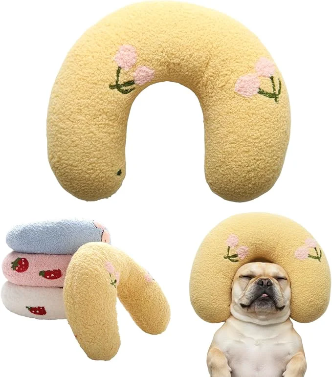 Solid U-Shaped Calming Pillow for Cats and Dogs - Super Soft Plush Fabric Cozy Headrest Neck Support for Deep Sleep Kitten Headrest Pet Bed Yellow About ThisOverview Genuine