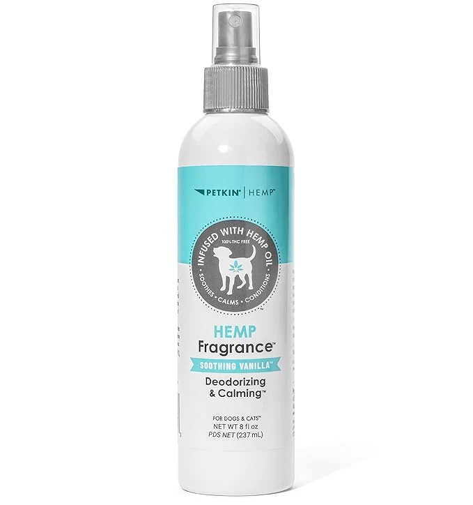 Secure Petkin Hemp Fragrance for Dogs and Cats - With Hemp Oil Soothing Vanilla Extract 8 oz - Soothes Calms Conditions - Keeps Pet Smelling Great - For Home Travel Use on Pet Bedding Environmentally Friendly