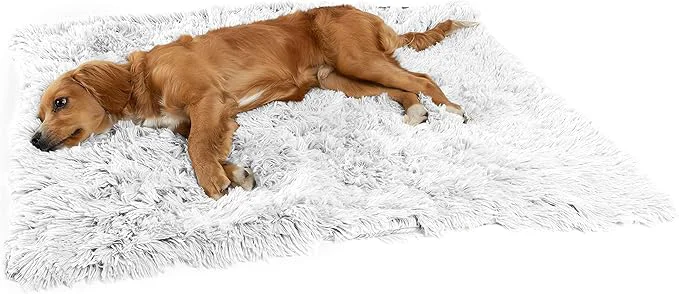 Official Friends by Sheri Calming Shag Dog Blanket – Ultra Soft Faux Fur Pet Throw Anxiety-Relief Lightweight Warm Bed Cover for Dogs and Cats Machine Washable Frost Gray 30 x 40 About ThisOverview Exclusive