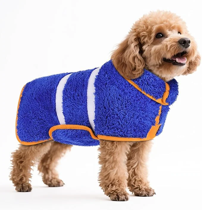 Casual Bienbee Dog Bathrobe Quick Drying Super Absorbent Dog Robes for After Bath Warm Keeping Dogs Towel Dogs Bath Supplies Dark Blue SAbout ThisOverview Excellent