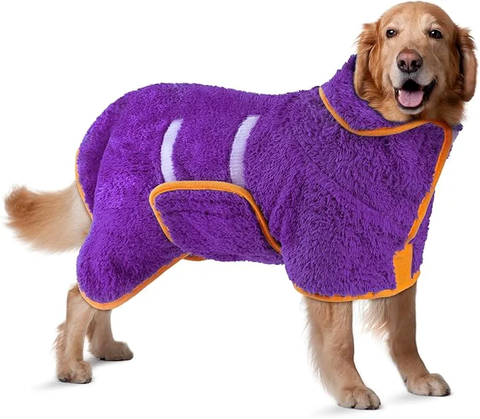 Luxury Bienbee Dog Bathrobe Quick Drying Super Absorbent Dog Robes for After Bath Warm Keeping Dogs Towel Dogs Bath Supplies Dark Purple XLAbout ThisOverview Innovative