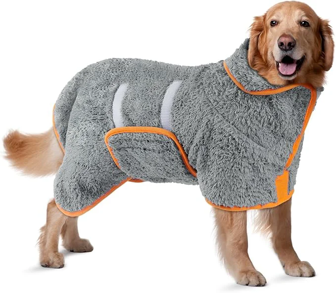 Functional Bienbee Dog Bathrobe Quick Drying Super Absorbent Dog Robes for After Bath Warm Keeping Dogs Towel Dogs Bath Supplies Gray XLAbout ThisOverview Long-Lasting