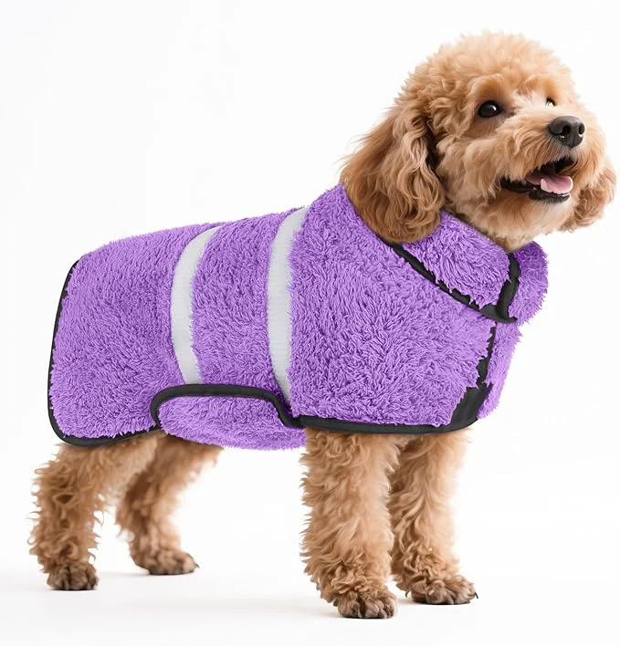 Easy-to-Use Bienbee Dog Bathrobe Quick Drying Super Absorbent Dog Robes for After Bath Warm Keeping Dogs Towel Dogs Bath Supplies Light Purple SAbout ThisOverview Classic