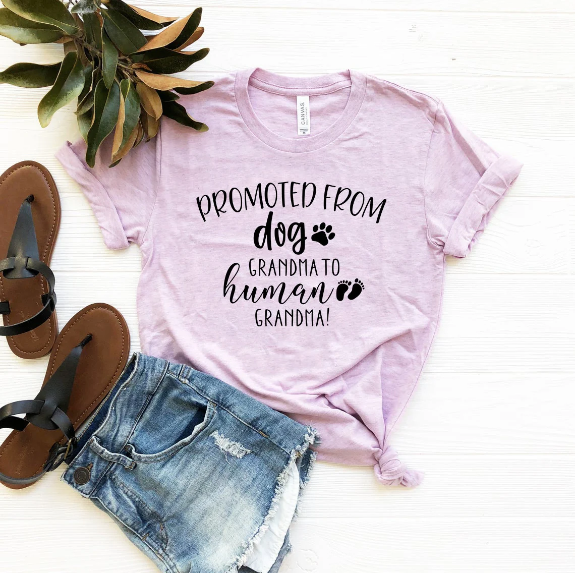 Authentic Promoted from Dog Grandma to Human Grandma T-Shirt Long-Lasting