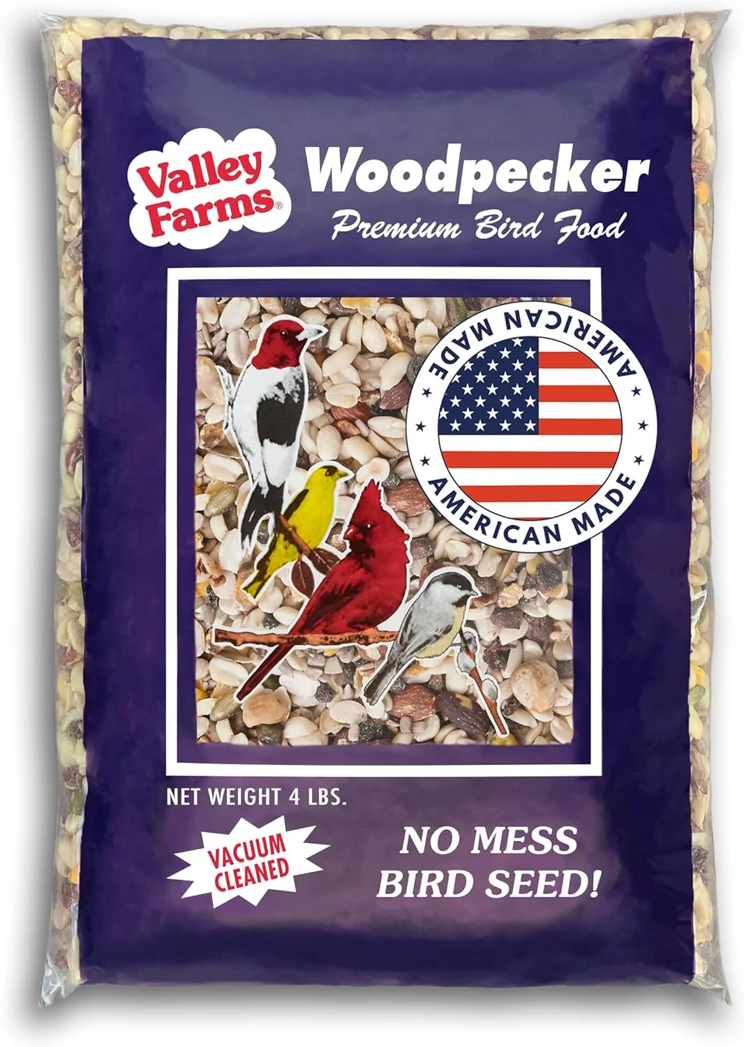 Elite Valley Farms Woodpecker Mix No Mess Bird Seed for Outdoor Feeders W Peanuts and Sunflower Hearts for Birds Woodpecker Food Attract All Bird Species 4 LBS Premium