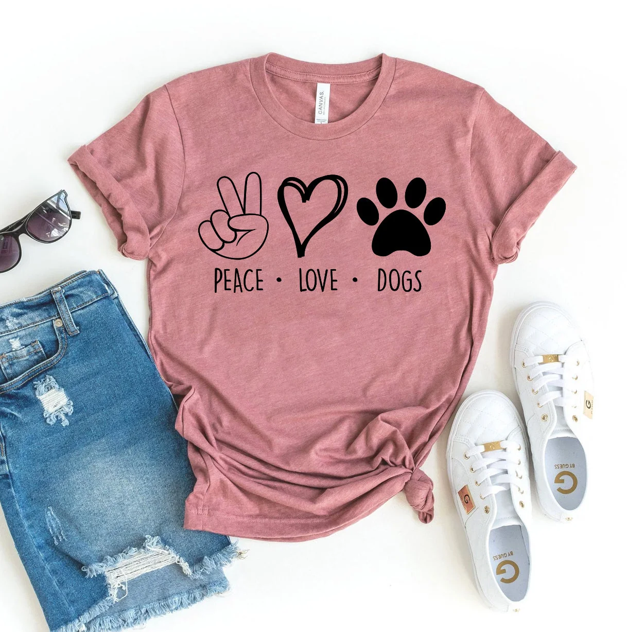 Fashionable Peace Love Dogs T-shirt Practical