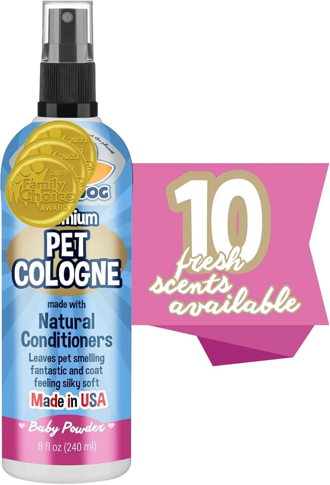 World-Class Bodhi Dog Natural Dog Cologne Baby Powder - Premium Scented Deodorizing Pet Perfume with Conditioner for Dogs Cats - Keeps Pets Fresh Clean - Gentle and Safe Formula Made in USA 8 Fl Oz About ThisOverview Carefully Designed