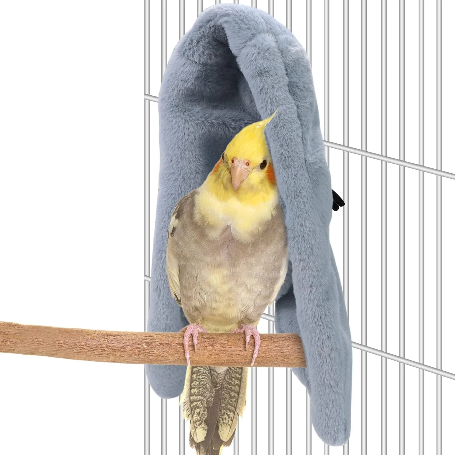 Authentic Cozy Bird Blanket Parrot Cage Snuggle Hut Warm Bird Nest House Bed Hanging Hammock for Parakeet Cockatiel Conure African Grey Large Grey Flexible