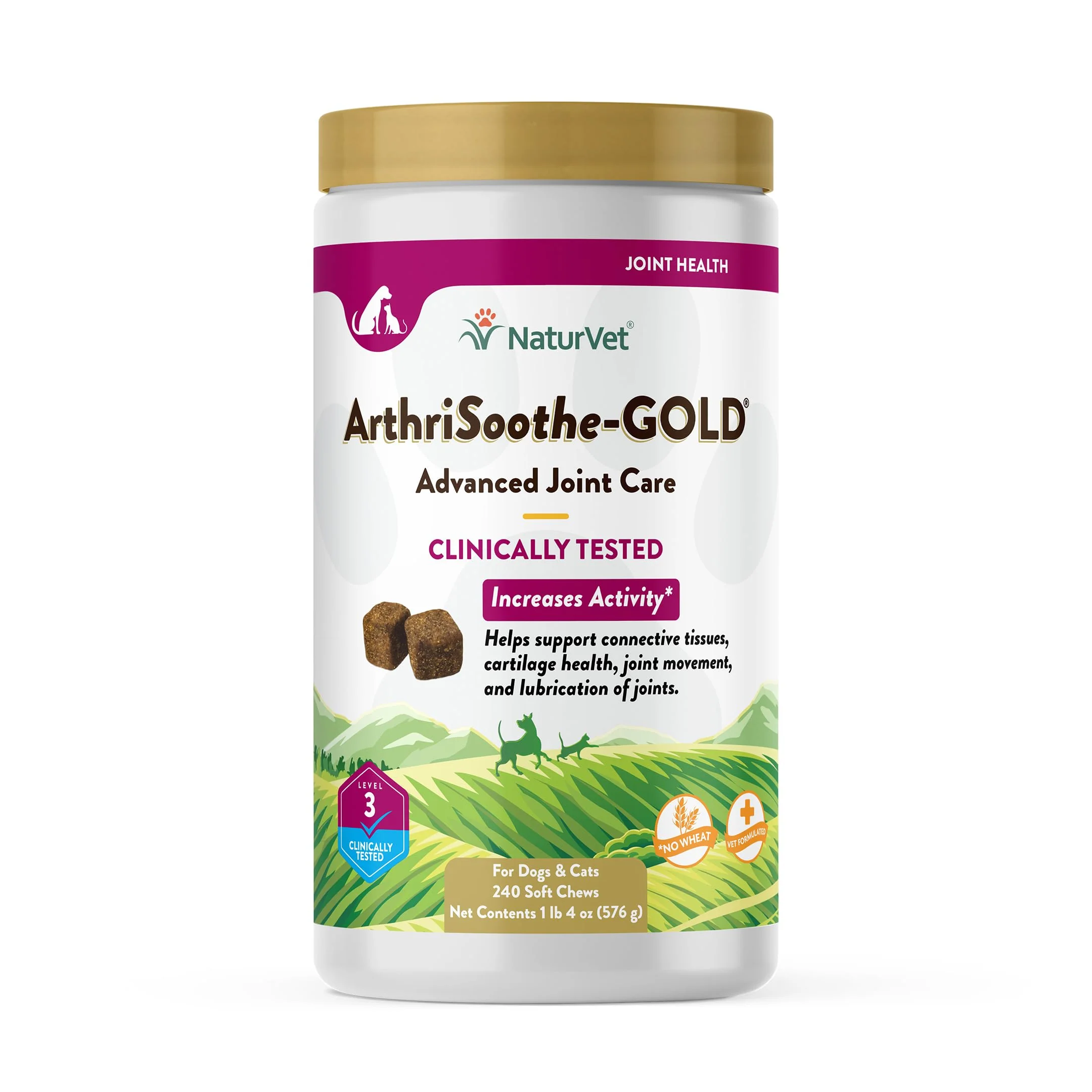 Expertly Made NaturVet ArthriSoothe-Gold Level 3 Advanced Joint Care for Dogs 240 Soft Chews Smart