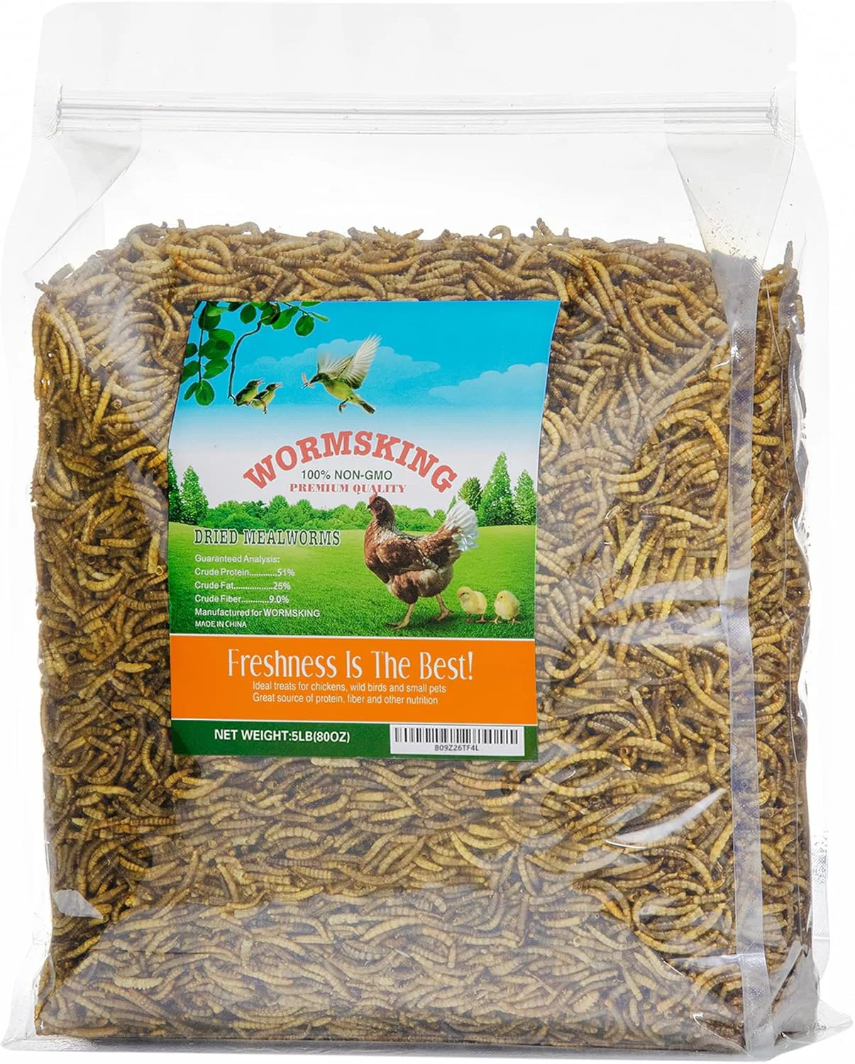 Convenient 5LB Dried Mealworms Great Treat for Chicken Duck Birds Reptile Hamster Hedgehog Pigeon Premium