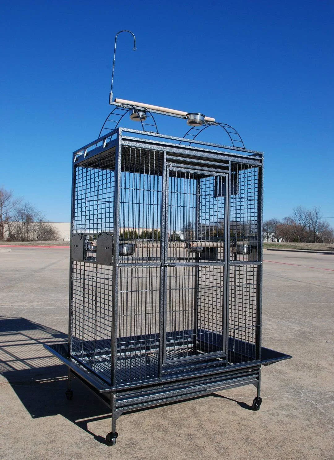 Superior XX-Large 32 x 23 x 66 H Double Walk Ladders Open Play Top Wrought Iron Bird Parrot Parttot Finch Macaw Cockatoo Cage Include Seed Guard and Toy Hook Durable