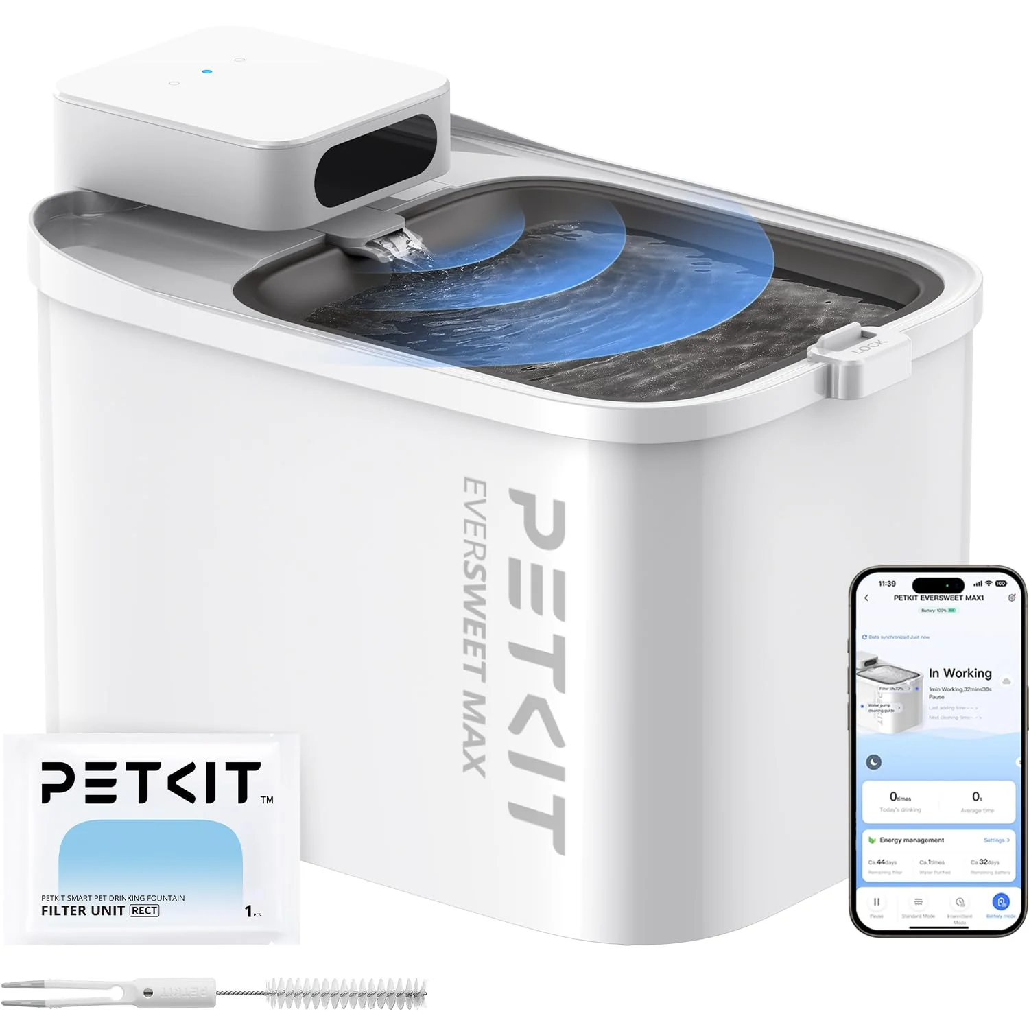 High-Quality PETKIT EVERSWEET MAX Cordless Cat Water Fountain – 3L Motion Sensor Battery-Operated Trendy