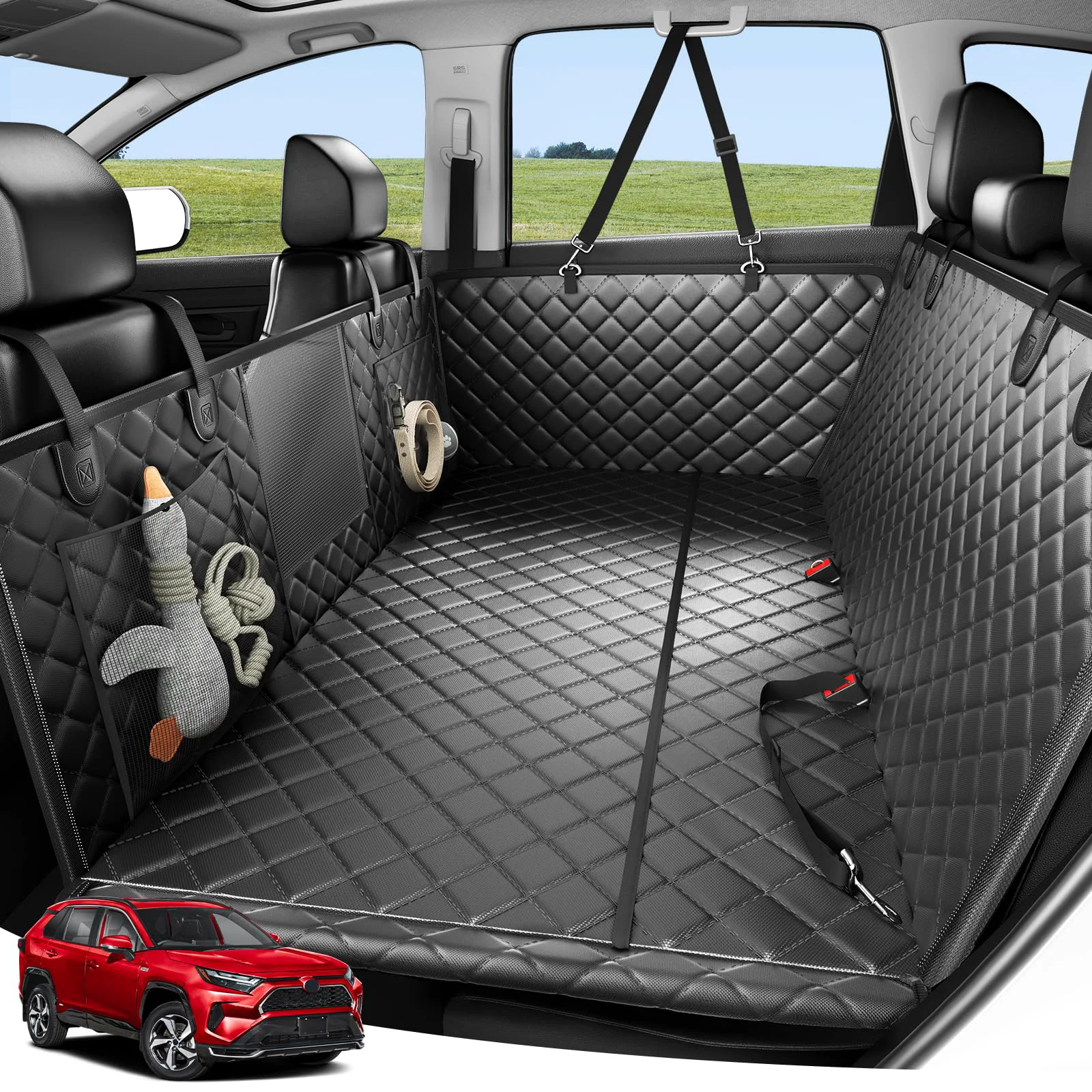 Authentic Zanch Heavy-Duty Dog Car Seat Cover 450 lb Solid Back Seat Extender Waterproof Hammock Black Premium