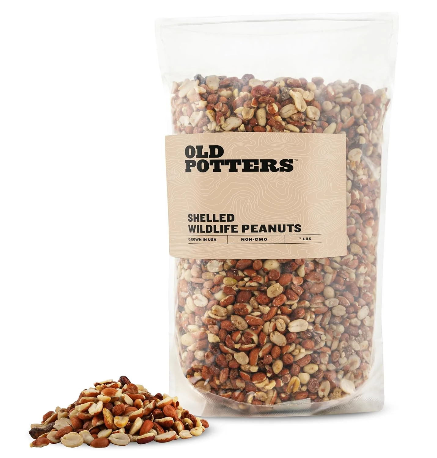 Responsible Old Potters Wildlife Shelled Peanuts 5 lbs for Birds Squirrels and Wildlife. USA Grown Non-GMO Raw Shelled Peanuts. Wildlife Grade Not for Human Consumption. Unique