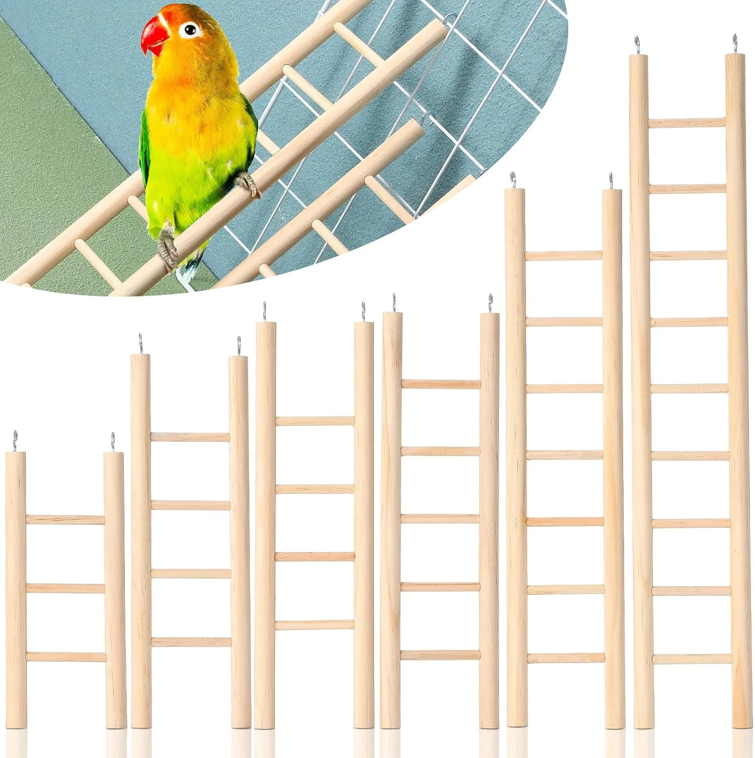 Superior Kigeli 6 Pcs Wood Step Ladder for Bird Hanging Bird Ladder Parrot Step Cage Hanging Climbing Toys for Parakeets Parrots Cockatoo and Lovebirds Exceptional
