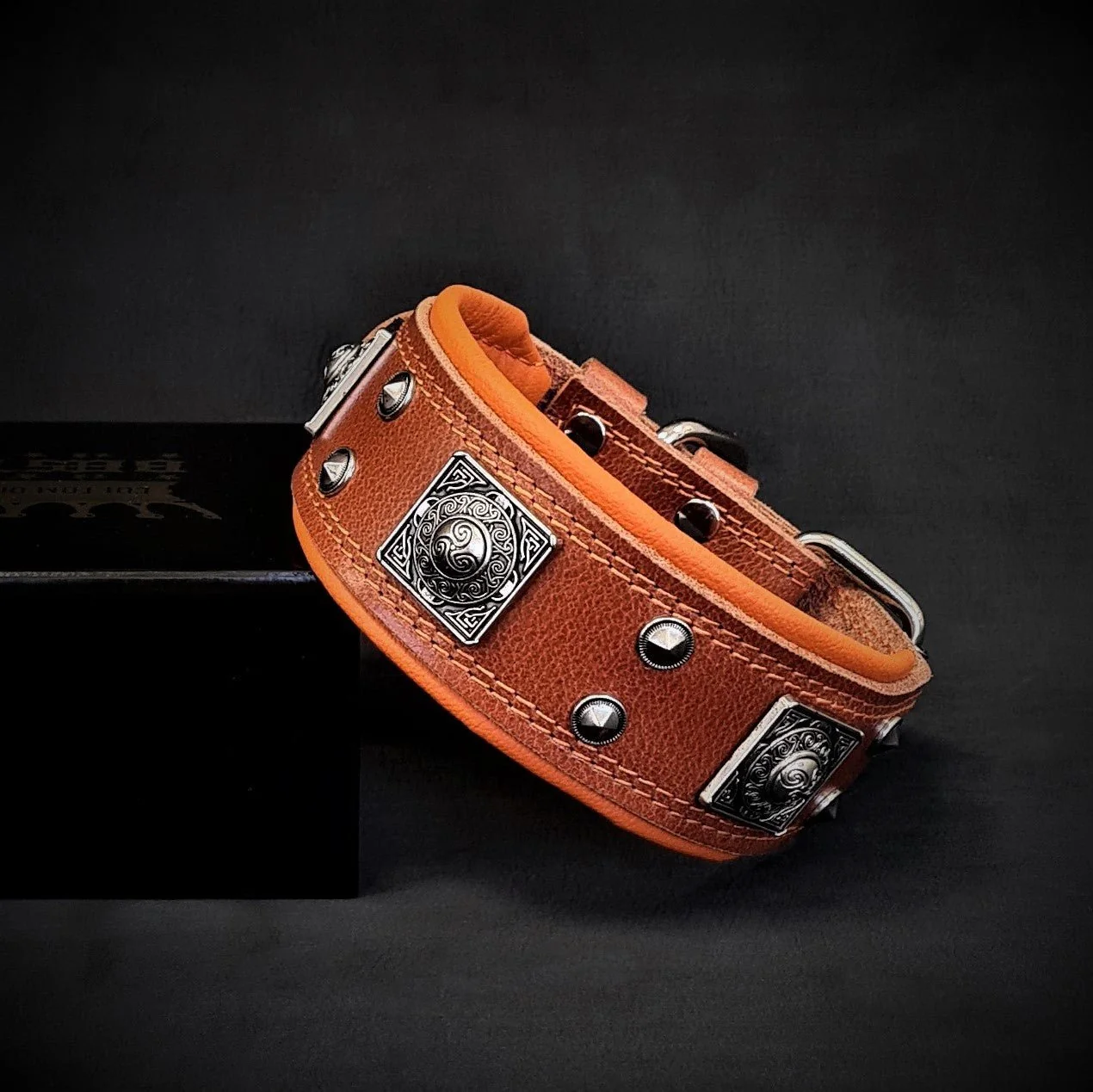 Fine The Eros collar 2 inch wide brown orange Healthy