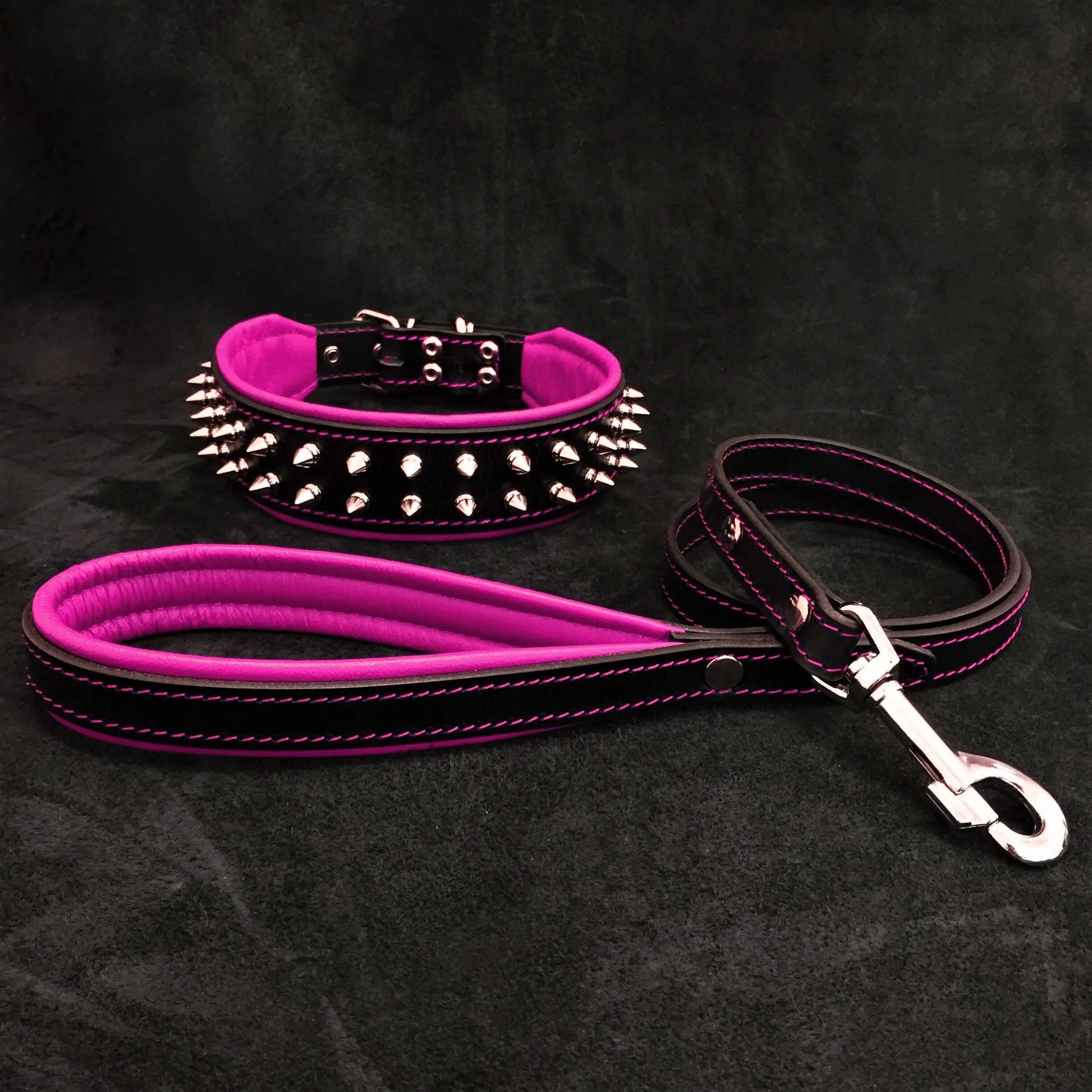 Soft Frenchie Set- collar leash. Pink Dependable