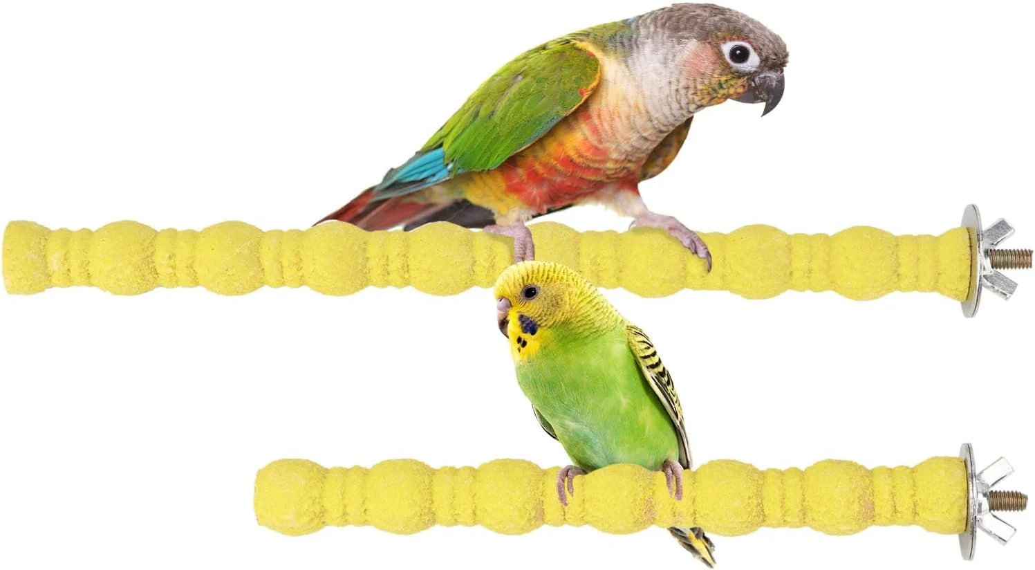Classic Hypeety 2PCS Wood Perch Stand Paw Grinding Stick Toy Pet Bird Cage Stand Platform for Bird Parrot Budgies Parakeet Cockatiels Cage Accessories 7in 10in Yellow Convenient