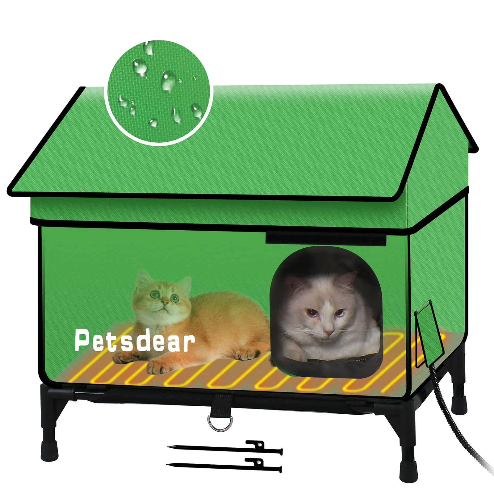Breathable Petsdear Heated Outdoor Cat House for Winter – Large Weatherproof Insulated Shelter Green Long-Lasting