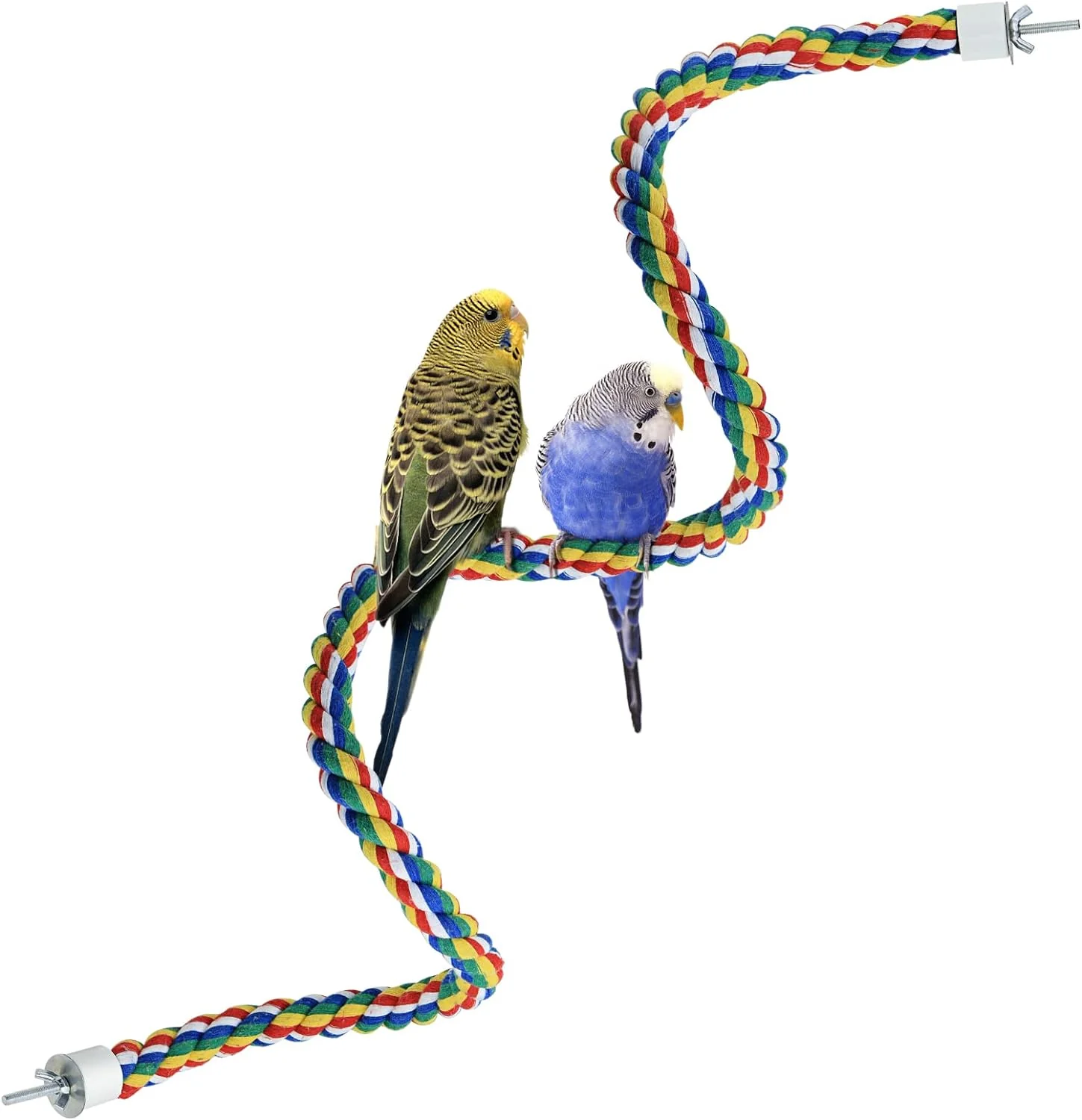 Elite Bird Rope Perches for Parrots Cockatiels Parakeets Budgie Cages Comfy Birds Colorful Rope Toy 41inch Metal nut Official